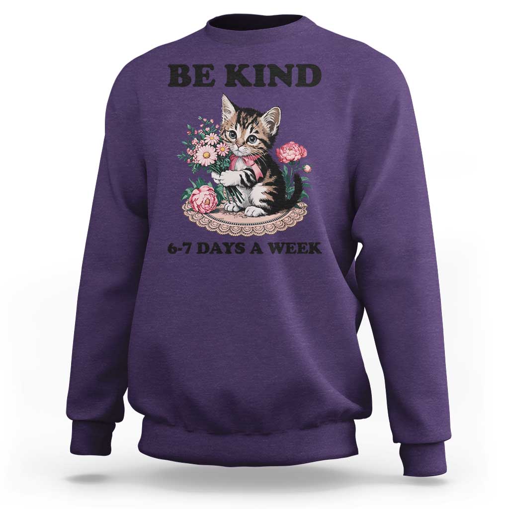 Be Kind 6 7 Days a Week Sweatshirt Funny Six Seven Cat Teacher Meme - Wonder Print Shop