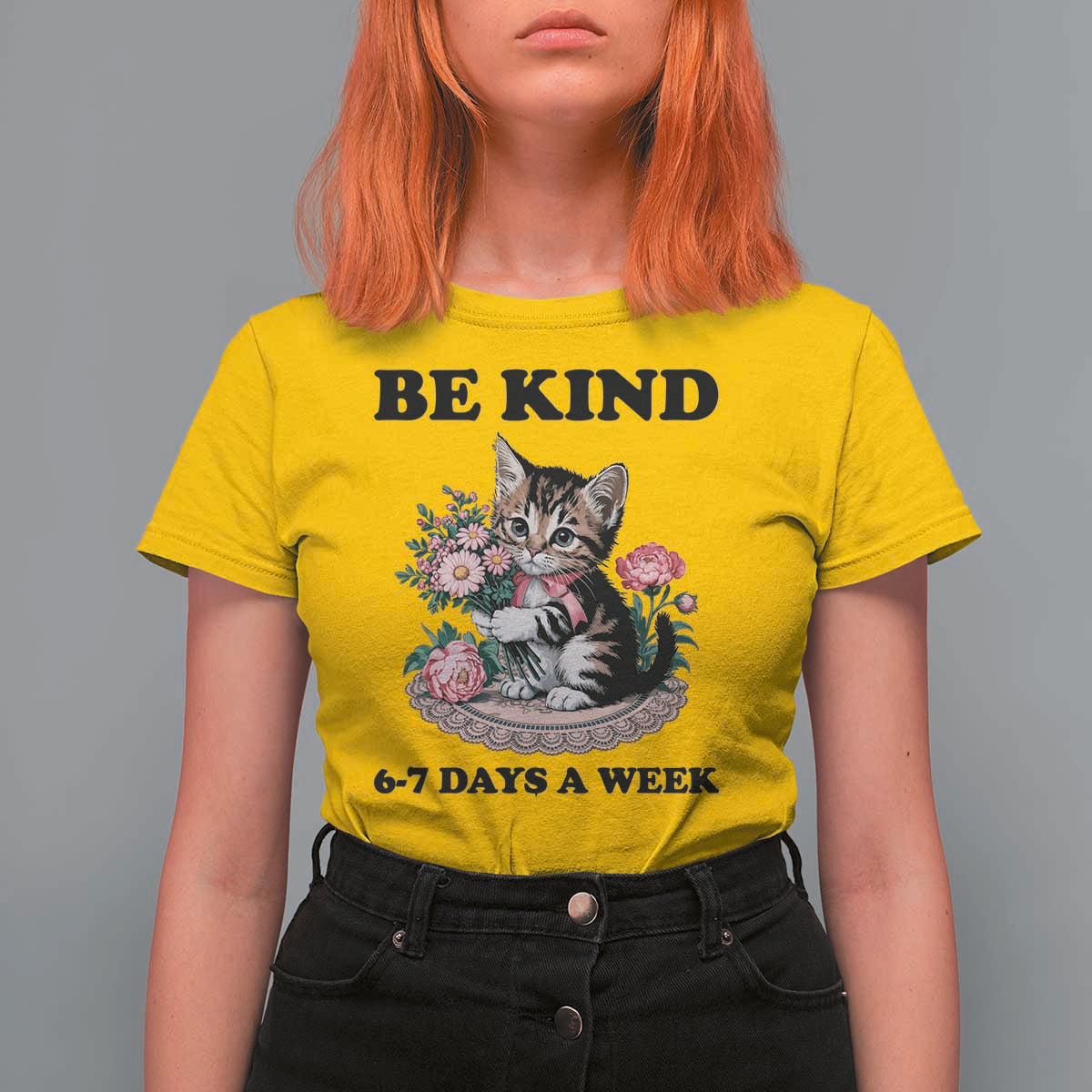 Be Kind 6 7 Days a Week T Shirt For Women Funny Six Seven Cat Teacher Meme - Wonder Print Shop