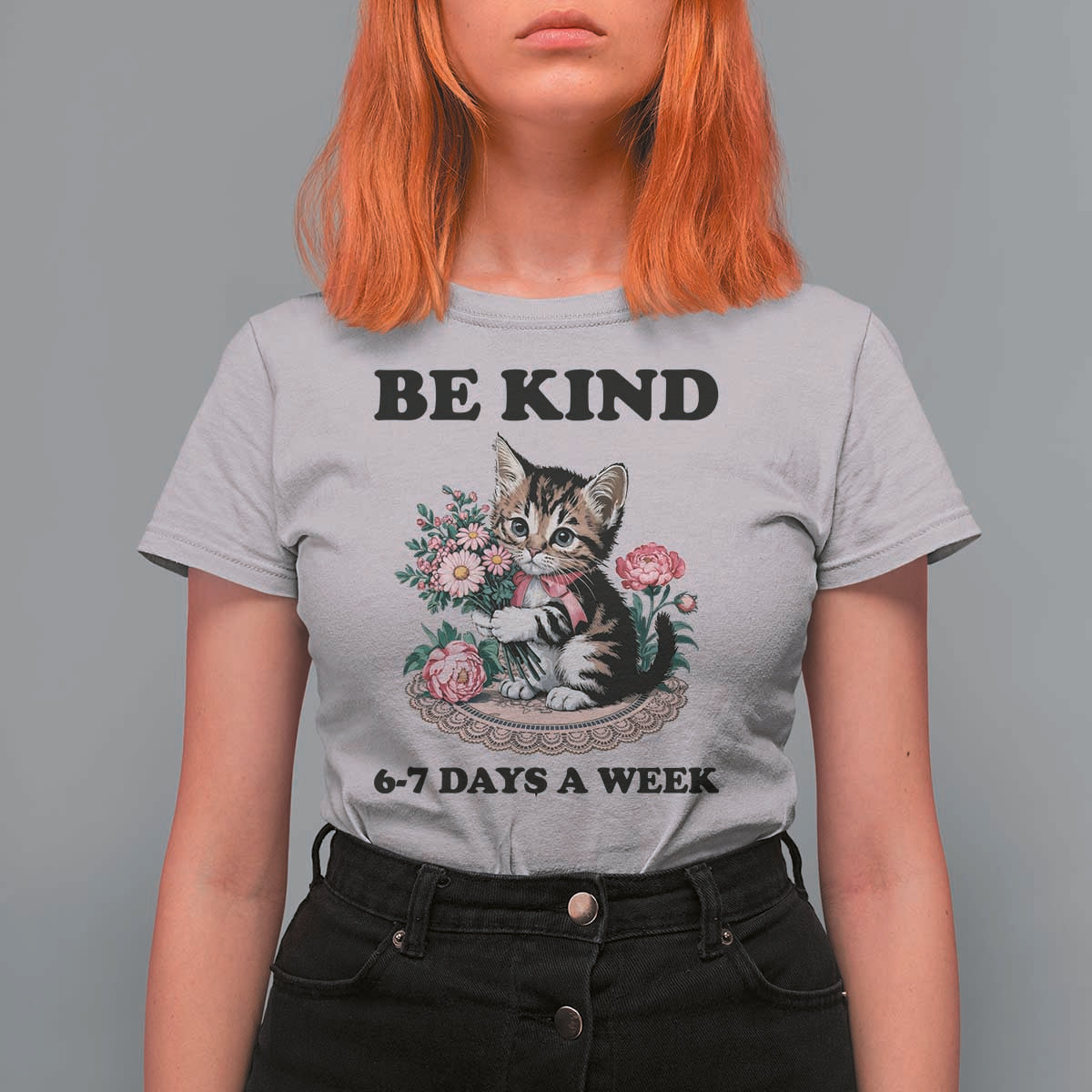 Be Kind 6 7 Days a Week T Shirt For Women Funny Six Seven Cat Teacher Meme - Wonder Print Shop