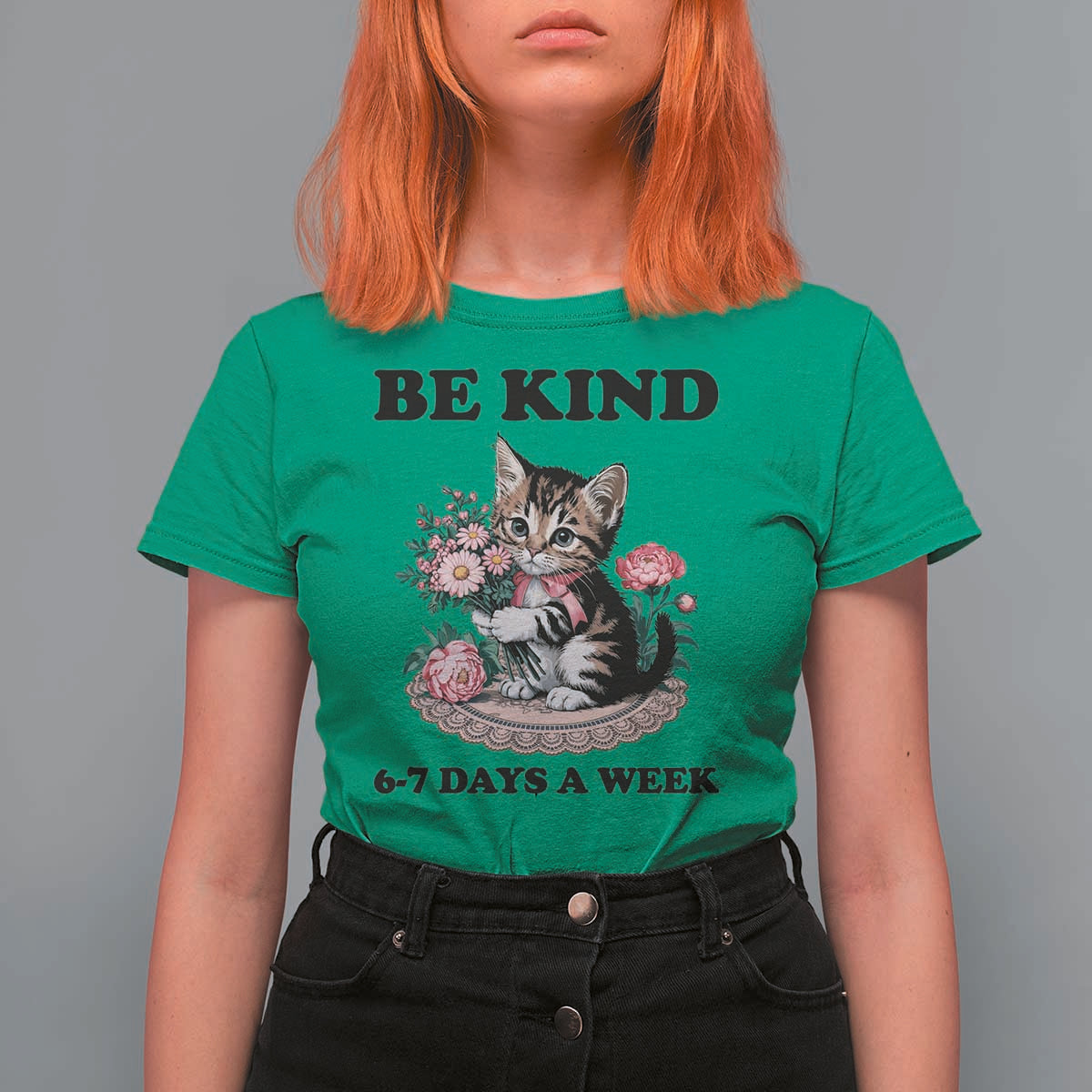Be Kind 6 7 Days a Week T Shirt For Women Funny Six Seven Cat Teacher Meme - Wonder Print Shop