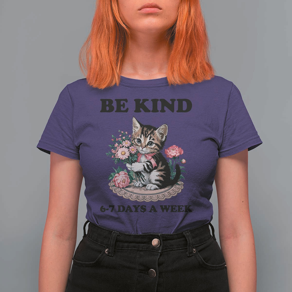 Be Kind 6 7 Days a Week T Shirt For Women Funny Six Seven Cat Teacher Meme - Wonder Print Shop