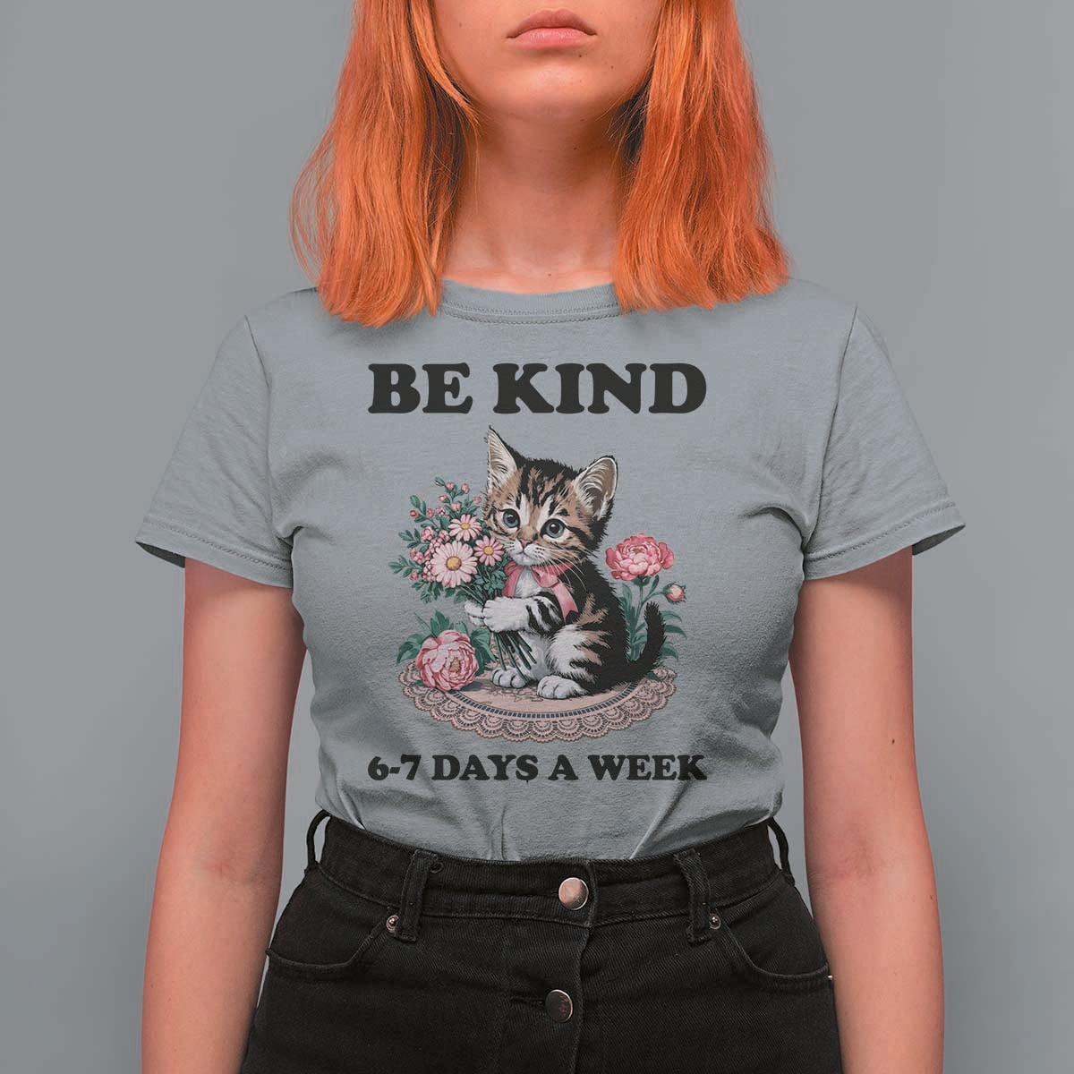 Be Kind 6 7 Days a Week T Shirt For Women Funny Six Seven Cat Teacher Meme - Wonder Print Shop