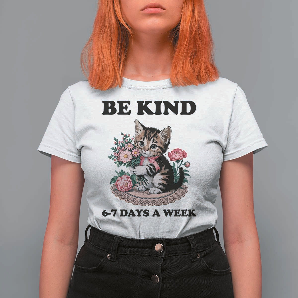 Be Kind 6 7 Days a Week T Shirt For Women Funny Six Seven Cat Teacher Meme - Wonder Print Shop