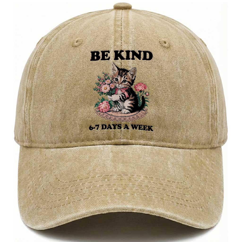 Be Kind 6 7 Days a Week Washed Cotton Baseball Cap Funny Six Seven Cat Teacher Meme