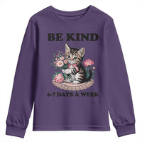 Be Kind 6 7 Days a Week Youth Sweatshirt Funny Six Seven Cat Teacher Meme - Wonder Print Shop