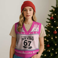 67 Six Seven Meme V-Neck Knit Sweater Vest If You Are Seeing This You Are in Group - Wonder Print Shop