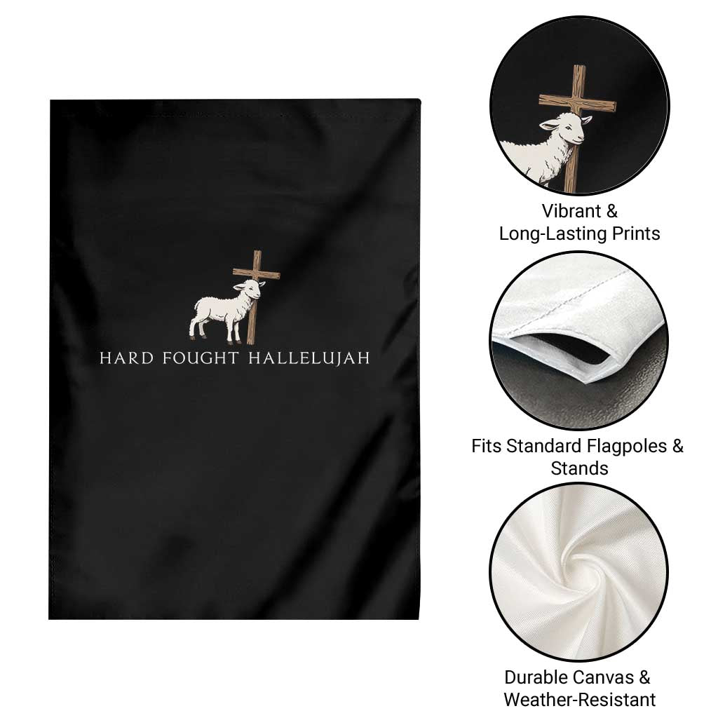 Hard Fought Hallelujah Garden Flag Christian Bible Verse Faith - Wonder Print Shop