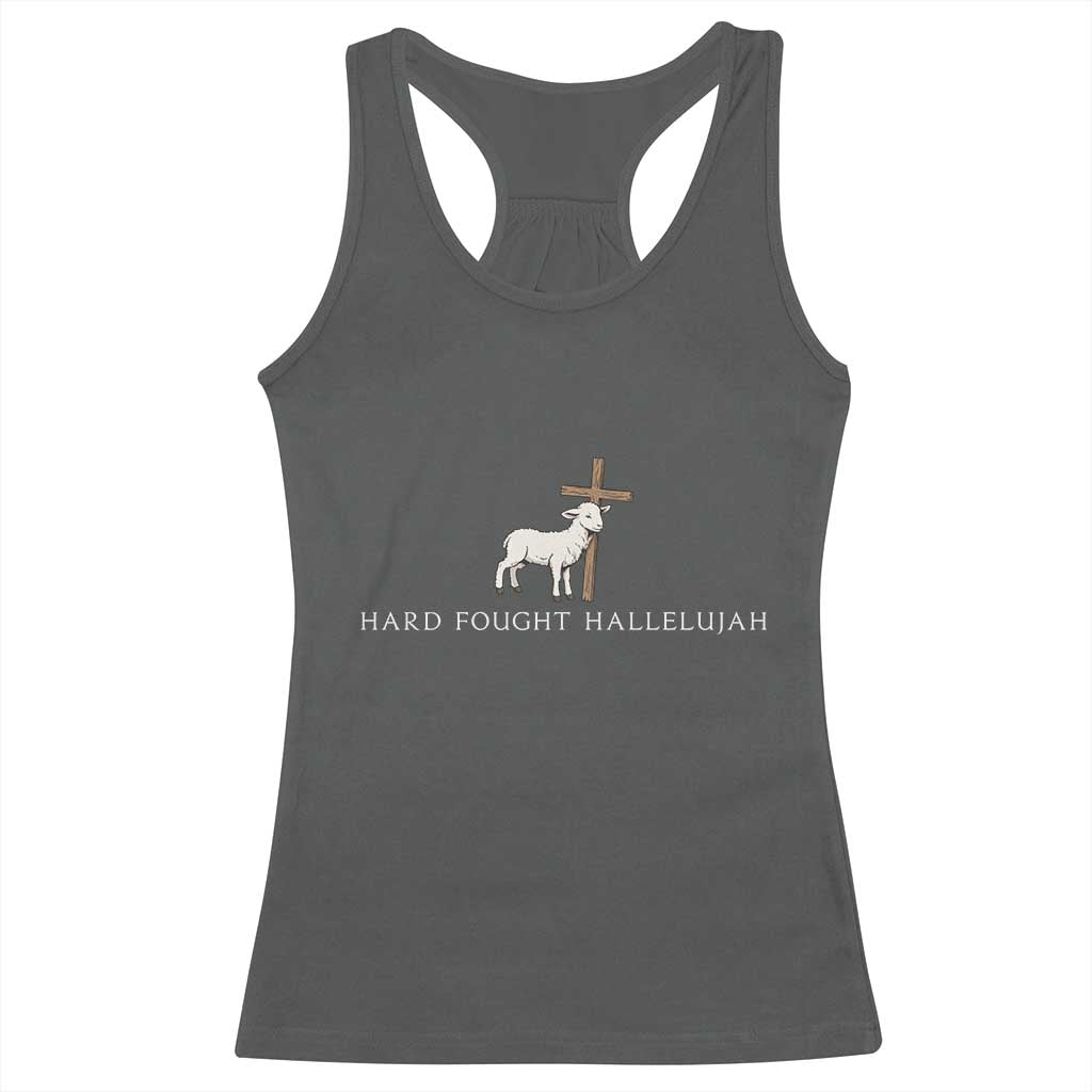 Hard Fought Hallelujah Racerback Tank Top Christian Bible Verse Faith - Wonder Print Shop