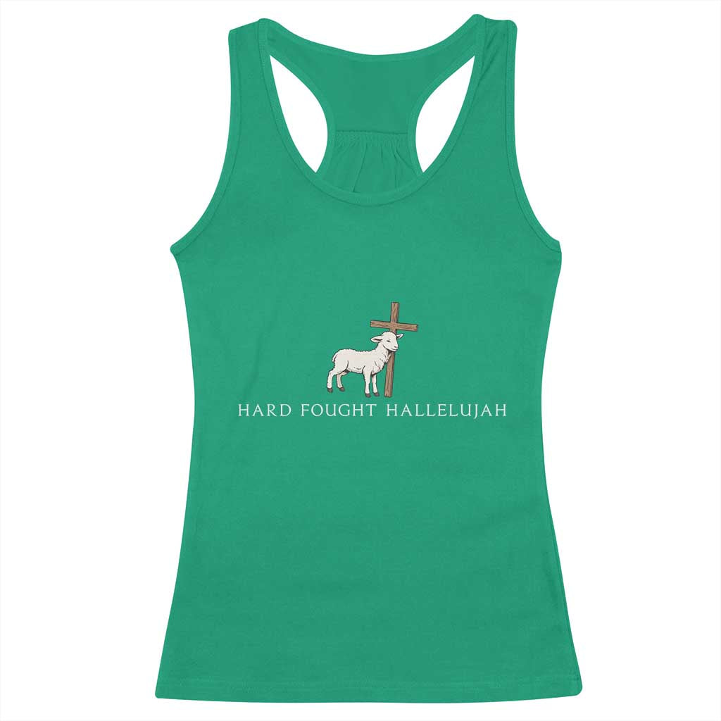Hard Fought Hallelujah Racerback Tank Top Christian Bible Verse Faith - Wonder Print Shop