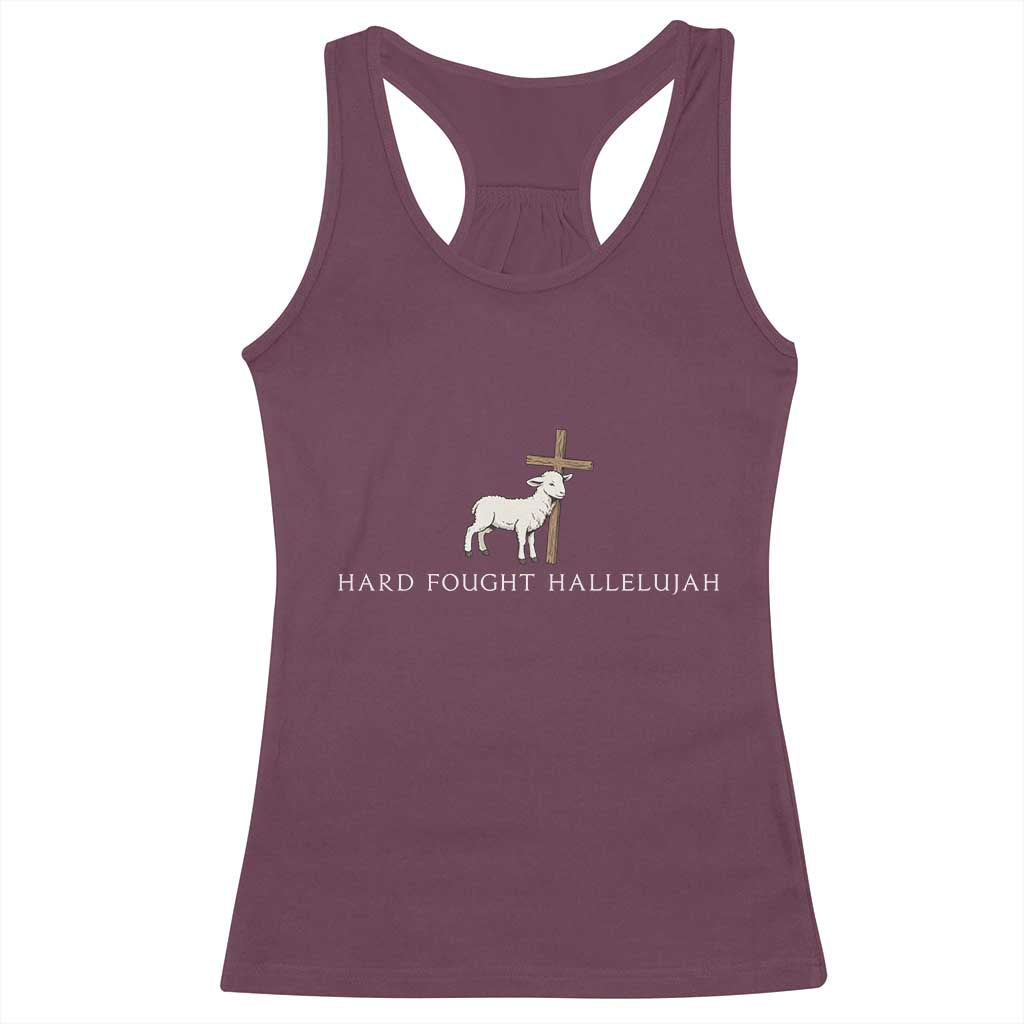 Hard Fought Hallelujah Racerback Tank Top Christian Bible Verse Faith - Wonder Print Shop
