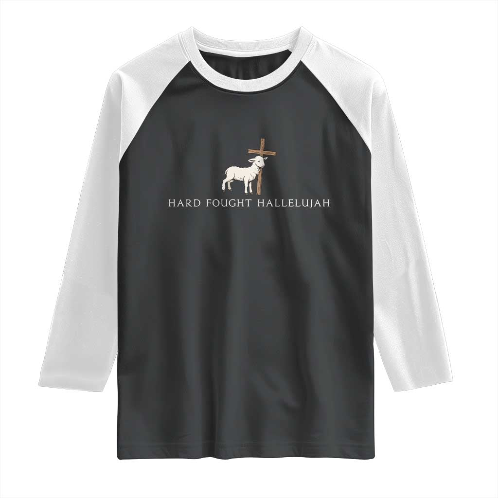Hard Fought Hallelujah Raglan Shirt Christian Bible Verse Faith - Wonder Print Shop