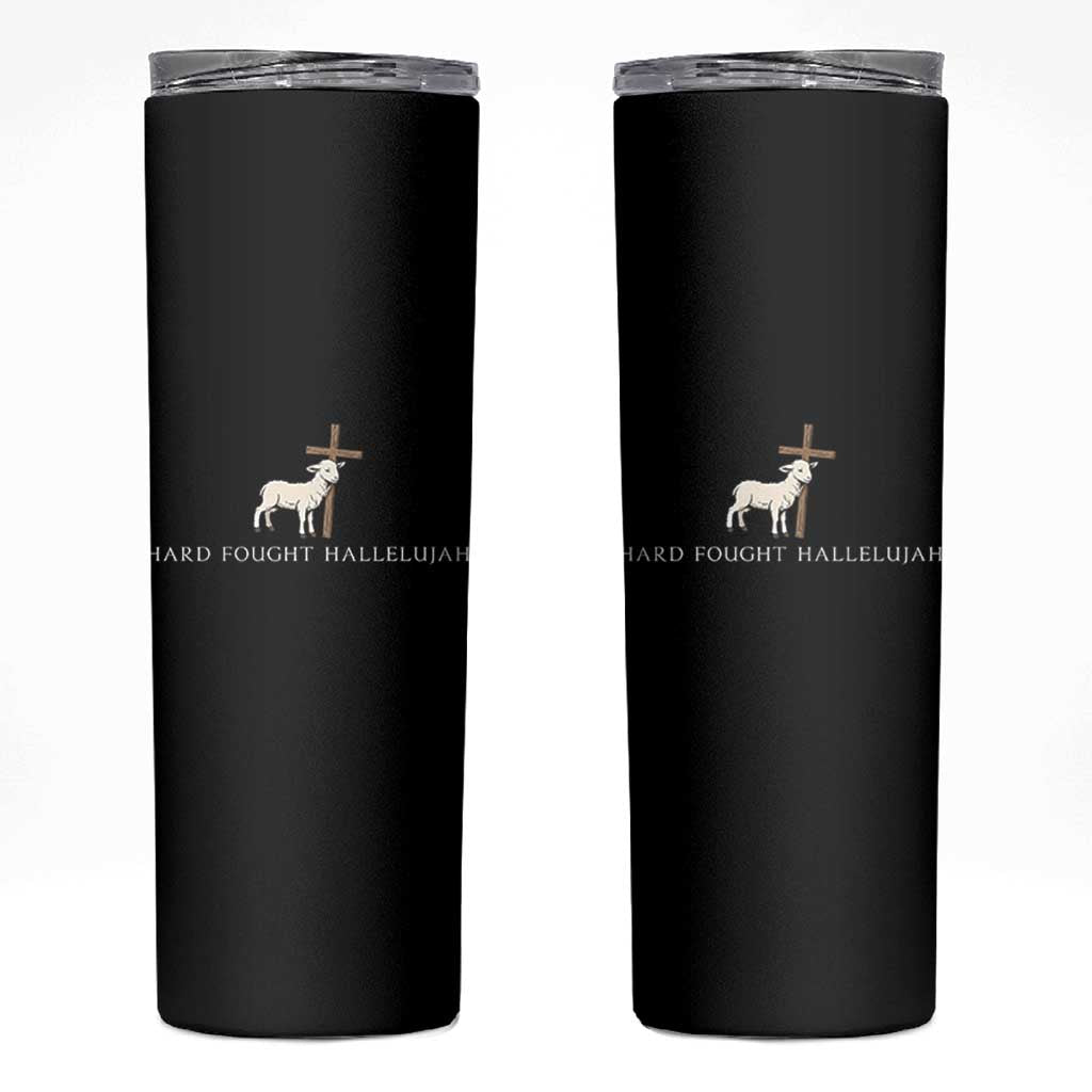 Hard Fought Hallelujah Skinny Tumbler Christian Bible Verse Faith - Wonder Print Shop