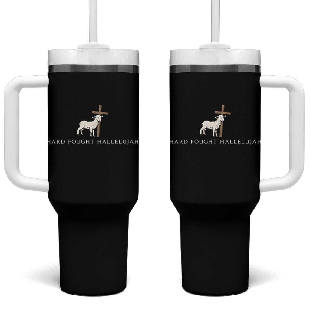 Hard Fought Hallelujah Tumbler With Handle Christian Bible Verse Faith - Wonder Print Shop