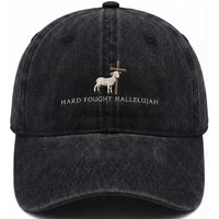 Hard Fought Hallelujah Washed Cotton Baseball Cap Christian Bible Verse Faith