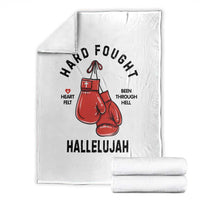 Hard Fought Hallelujah Throw Blanket Christian Boxing Gloves Bible Verse Faith - Wonder Print Shop