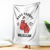 Hard Fought Hallelujah Throw Blanket Christian Boxing Gloves Bible Verse Faith - Wonder Print Shop