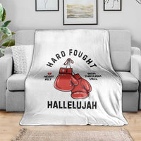 Hard Fought Hallelujah Throw Blanket Christian Boxing Gloves Bible Verse Faith - Wonder Print Shop
