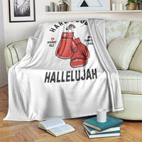 Hard Fought Hallelujah Throw Blanket Christian Boxing Gloves Bible Verse Faith - Wonder Print Shop