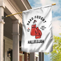 Hard Fought Hallelujah Garden Flag Christian Boxing Gloves Bible Verse Faith - Wonder Print Shop