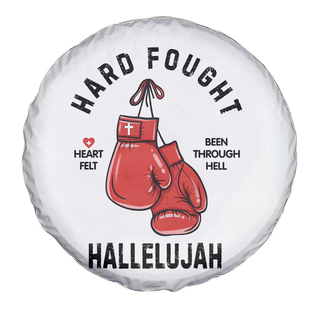Hard Fought Hallelujah Spare Tire Cover Christian Boxing Gloves Bible Verse Faith - Wonder Print Shop