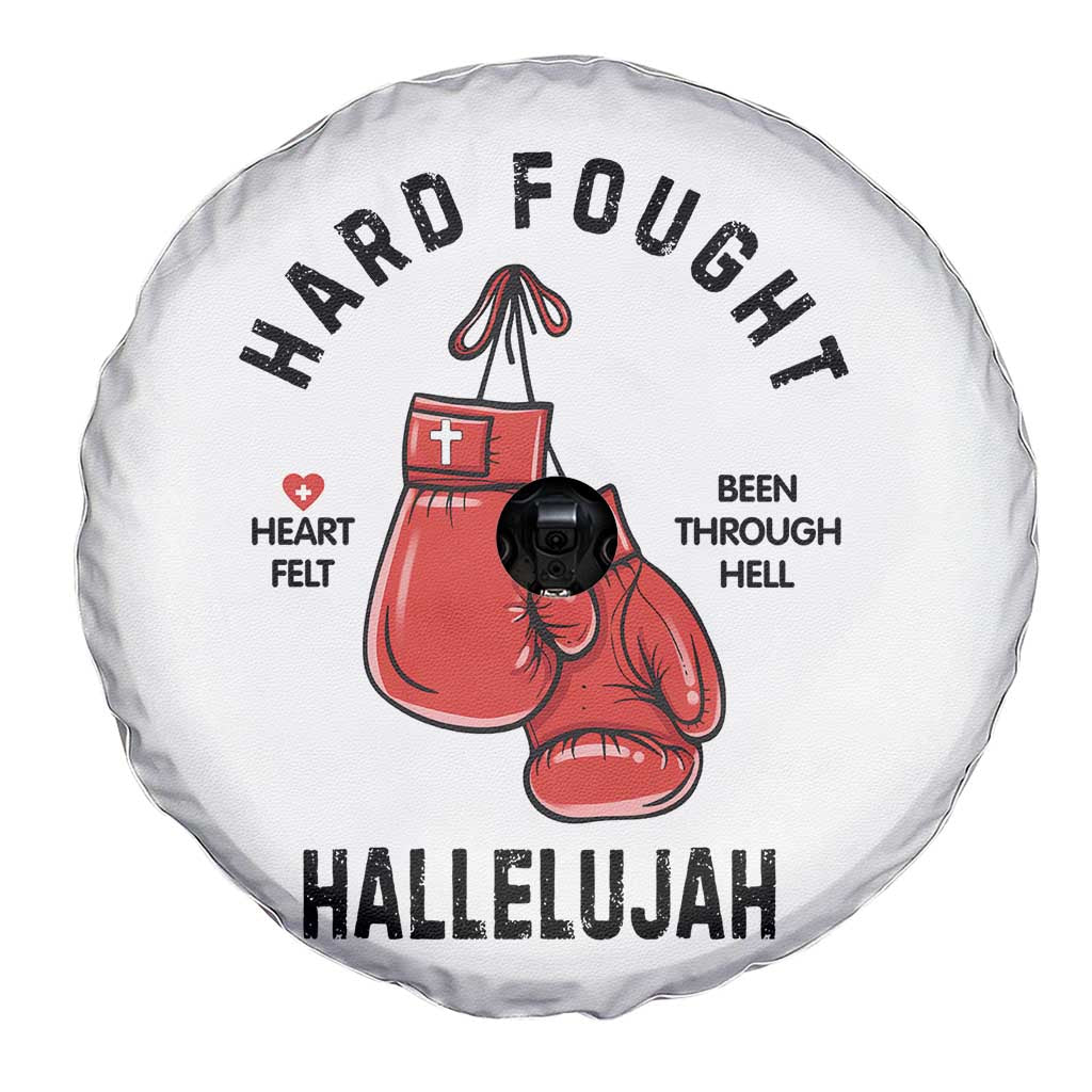 Hard Fought Hallelujah Spare Tire Cover Christian Boxing Gloves Bible Verse Faith - Wonder Print Shop