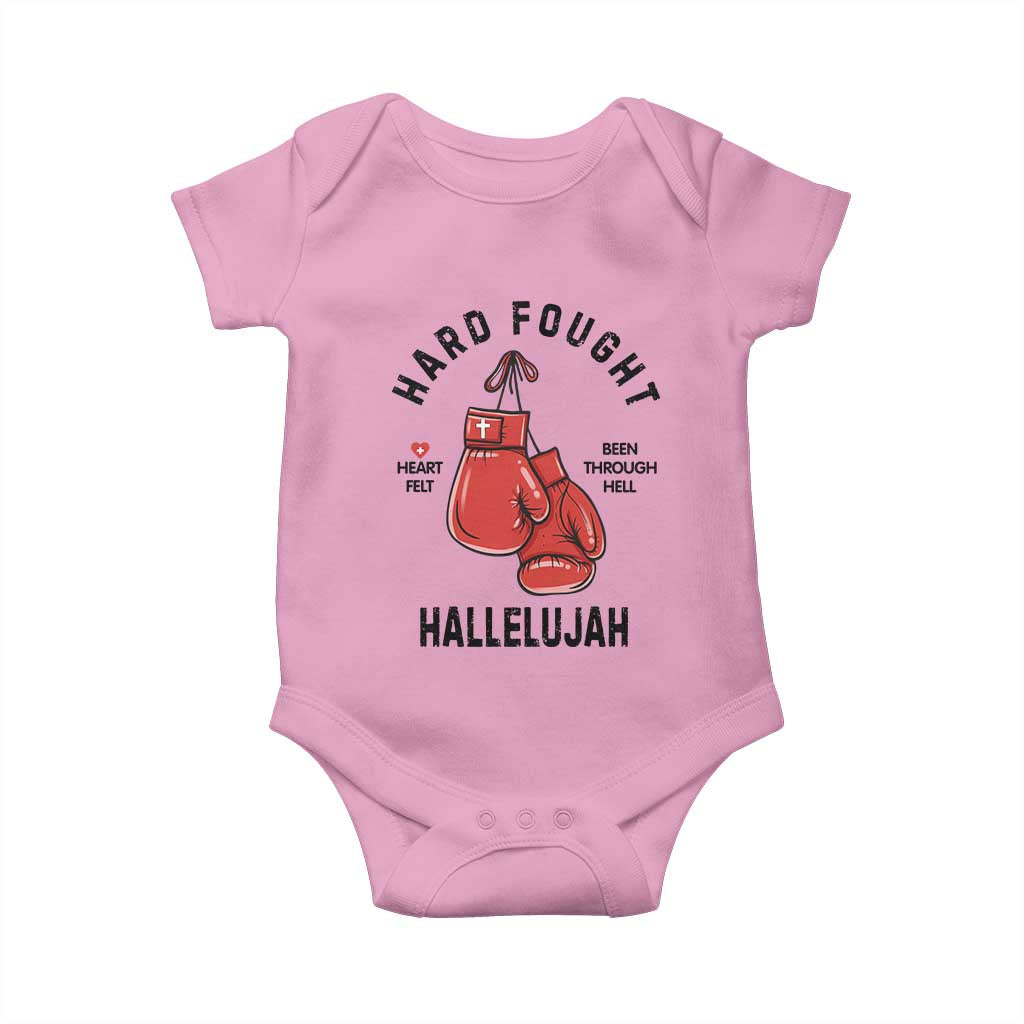Hard Fought Hallelujah Baby Onesie Christian Boxing Gloves Bible Verse Faith - Wonder Print Shop