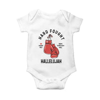 Hard Fought Hallelujah Baby Onesie Christian Boxing Gloves Bible Verse Faith - Wonder Print Shop