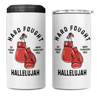 Hard Fought Hallelujah 4 in 1 Can Cooler Tumbler Christian Boxing Gloves Bible Verse Faith - Wonder Print Shop