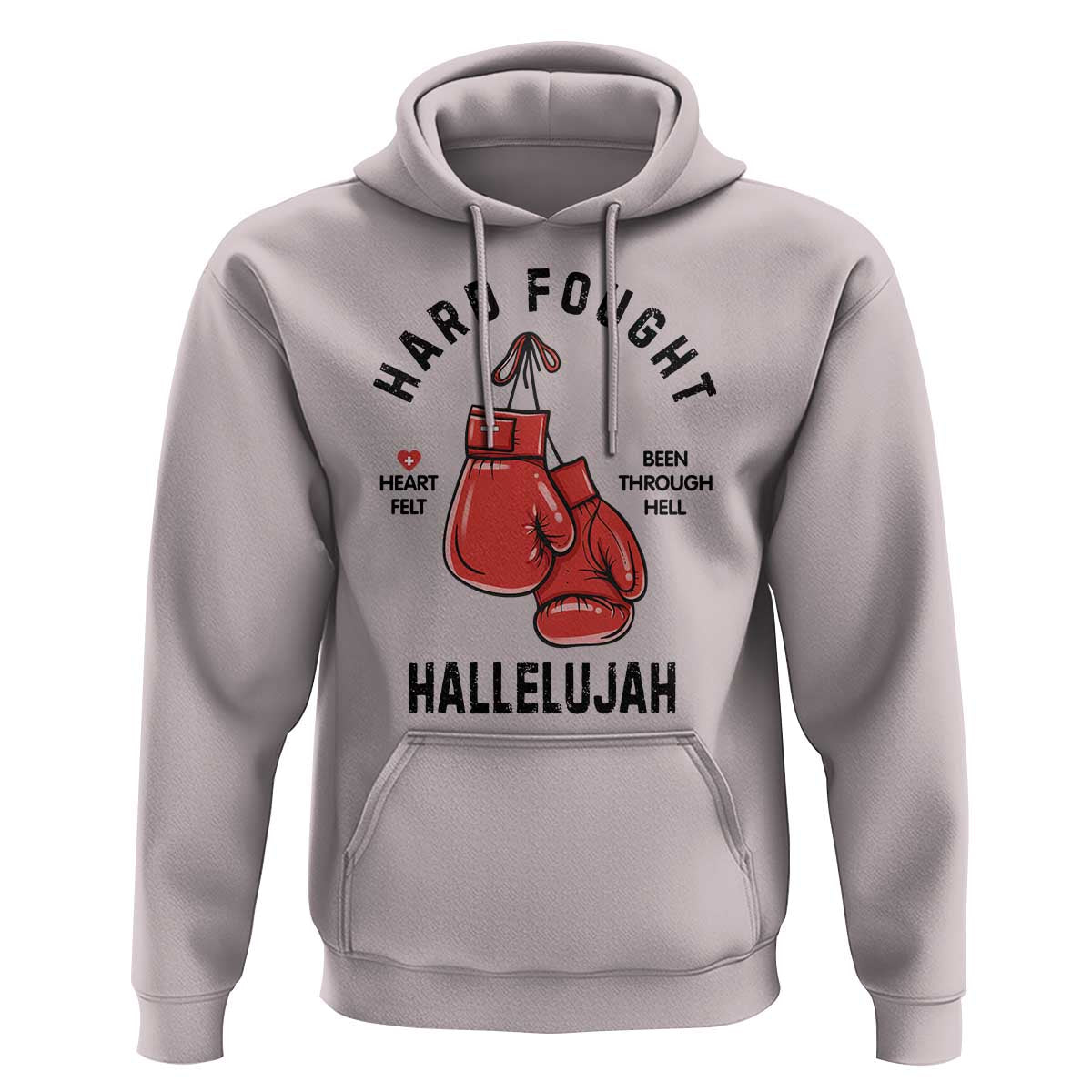 Hard Fought Hallelujah Hoodie Christian Boxing Gloves Bible Verse Faith - Wonder Print Shop