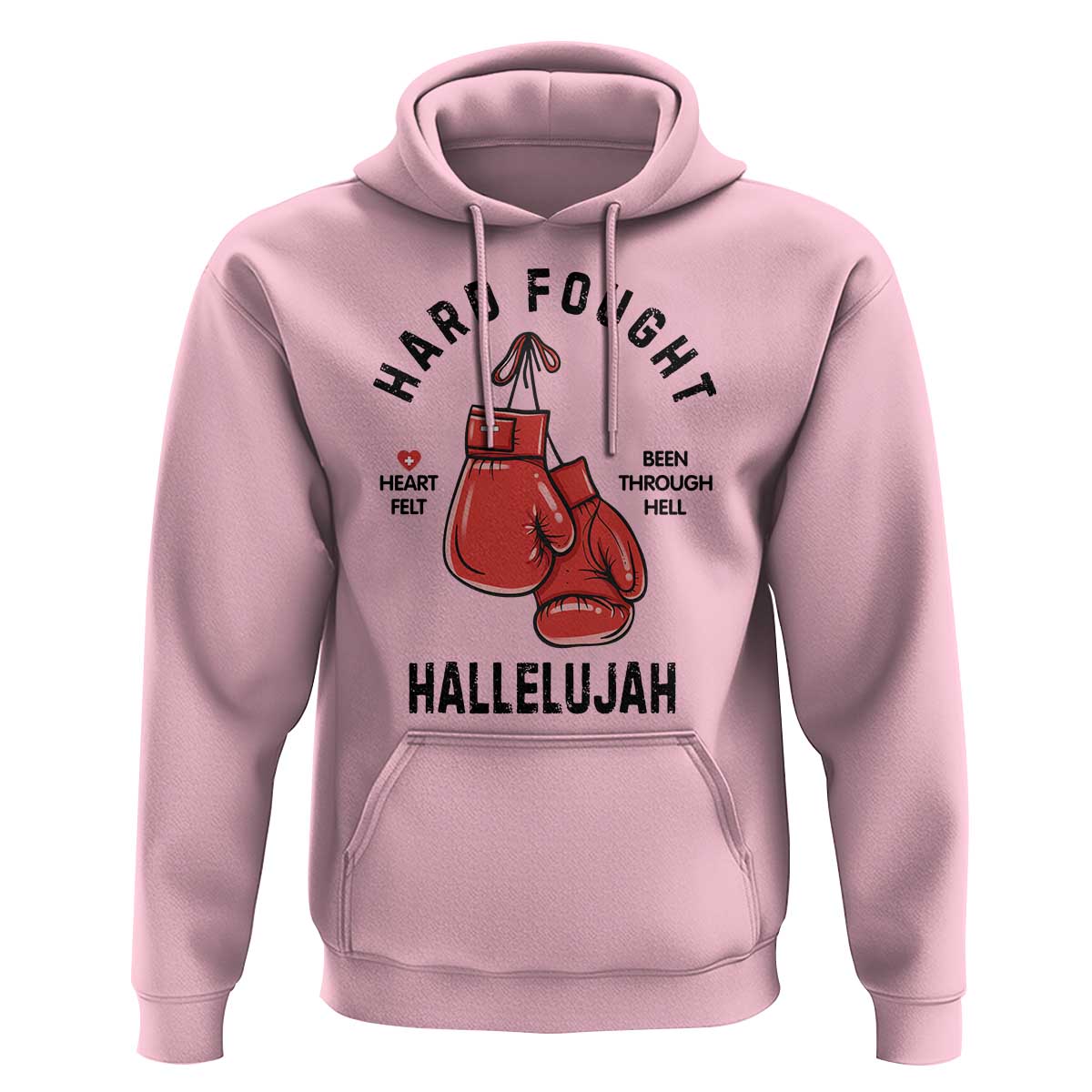 Hard Fought Hallelujah Hoodie Christian Boxing Gloves Bible Verse Faith - Wonder Print Shop