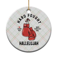 Hard Fought Hallelujah Ceramic Ornament Christian Boxing Gloves Bible Verse Faith - Wonder Print Shop