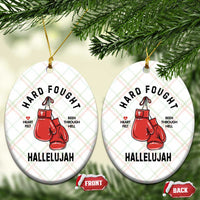 Hard Fought Hallelujah Ceramic Ornament Christian Boxing Gloves Bible Verse Faith - Wonder Print Shop