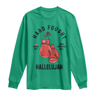 Hard Fought Hallelujah Long Sleeve Shirt Christian Boxing Gloves Bible Verse Faith - Wonder Print Shop