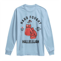 Hard Fought Hallelujah Long Sleeve Shirt Christian Boxing Gloves Bible Verse Faith - Wonder Print Shop