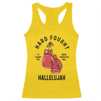 Hard Fought Hallelujah Racerback Tank Top Christian Boxing Gloves Bible Verse Faith - Wonder Print Shop