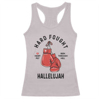 Hard Fought Hallelujah Racerback Tank Top Christian Boxing Gloves Bible Verse Faith - Wonder Print Shop