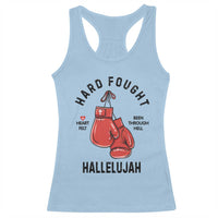 Hard Fought Hallelujah Racerback Tank Top Christian Boxing Gloves Bible Verse Faith - Wonder Print Shop