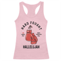 Hard Fought Hallelujah Racerback Tank Top Christian Boxing Gloves Bible Verse Faith - Wonder Print Shop