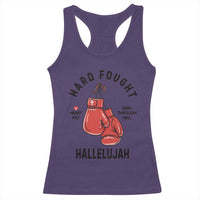 Hard Fought Hallelujah Racerback Tank Top Christian Boxing Gloves Bible Verse Faith - Wonder Print Shop