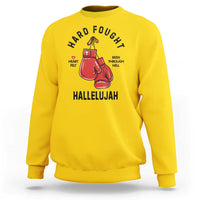 Hard Fought Hallelujah Sweatshirt Christian Boxing Gloves Bible Verse Faith - Wonder Print Shop