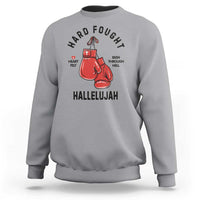 Hard Fought Hallelujah Sweatshirt Christian Boxing Gloves Bible Verse Faith - Wonder Print Shop