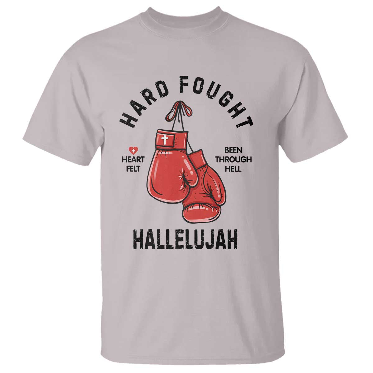 Hard Fought Hallelujah T Shirt Christian Boxing Gloves Bible Verse Faith - Wonder Print Shop