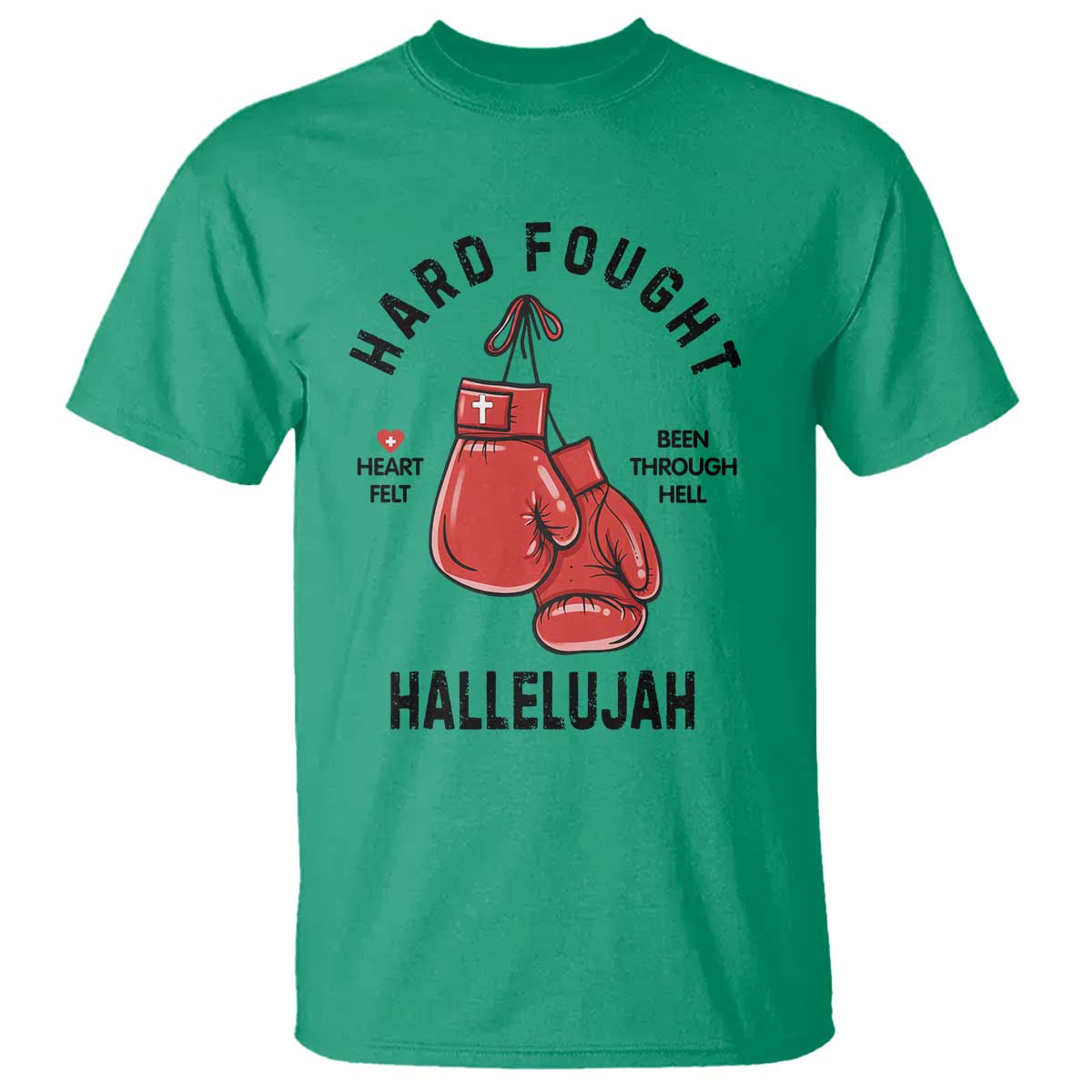 Hard Fought Hallelujah T Shirt Christian Boxing Gloves Bible Verse Faith - Wonder Print Shop