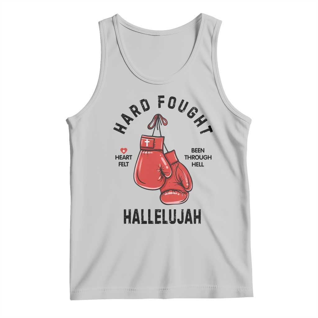 Hard Fought Hallelujah Tank Top Christian Boxing Gloves Bible Verse Faith - Wonder Print Shop