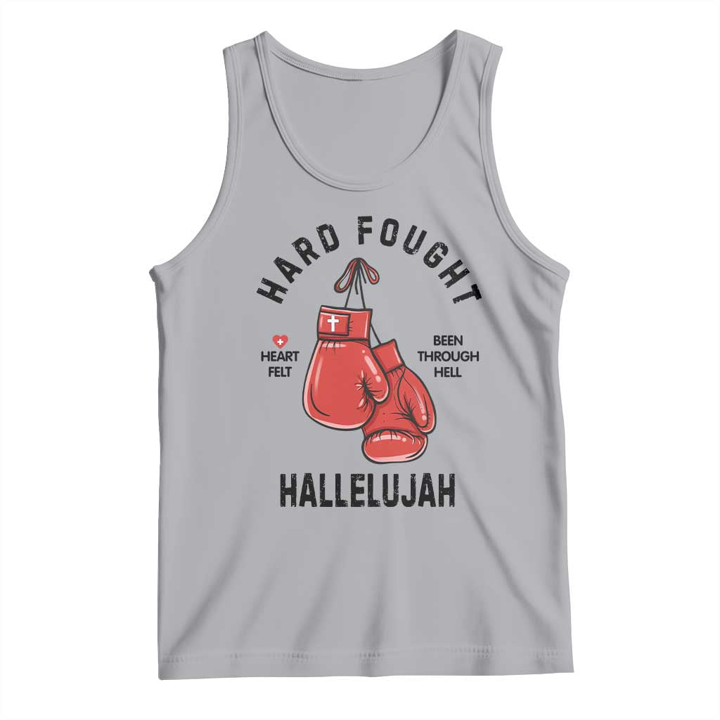 Hard Fought Hallelujah Tank Top Christian Boxing Gloves Bible Verse Faith - Wonder Print Shop