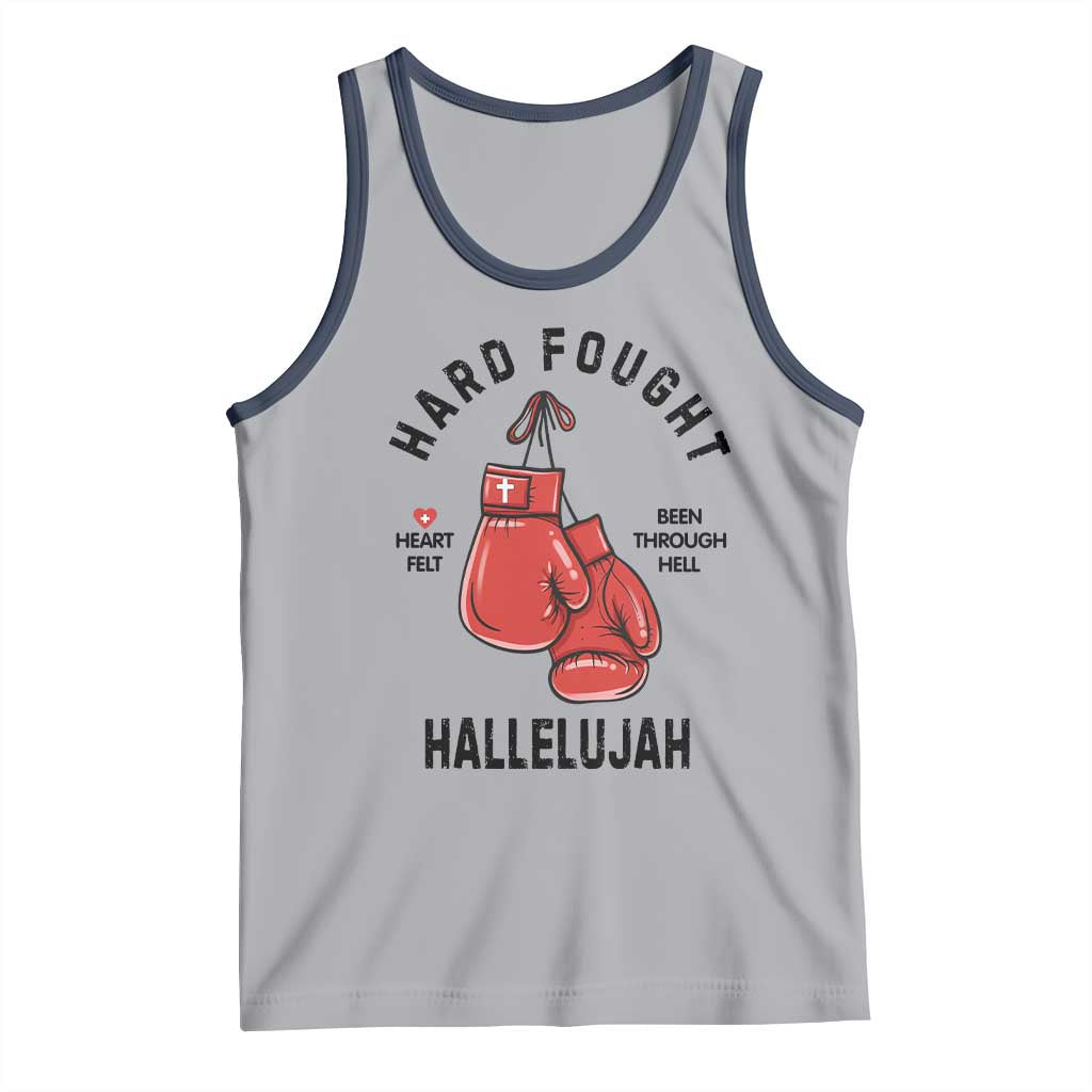 Hard Fought Hallelujah Tank Top Christian Boxing Gloves Bible Verse Faith - Wonder Print Shop