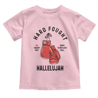 Hard Fought Hallelujah Toddler T Shirt Christian Boxing Gloves Bible Verse Faith - Wonder Print Shop