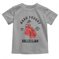 Hard Fought Hallelujah Toddler T Shirt Christian Boxing Gloves Bible Verse Faith - Wonder Print Shop