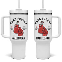 Hard Fought Hallelujah Tumbler With Handle Christian Boxing Gloves Bible Verse Faith - Wonder Print Shop