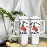 Hard Fought Hallelujah Tumbler With Handle Christian Boxing Gloves Bible Verse Faith - Wonder Print Shop